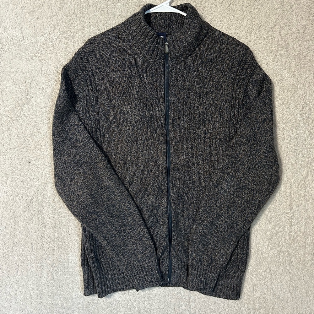 VINTAGE Gap Knit Sweater Size XXL Zip Up. Gray/black. Preppy Academia